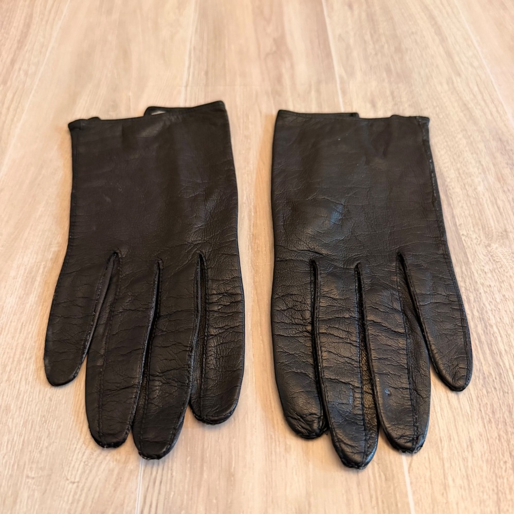 Dayne Taylor Leather Gloves Women S Black Excellent Silk Lined Made in Italy